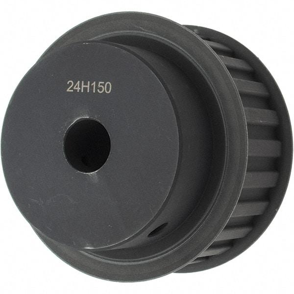 Power Drive - 24 Tooth, 3/4" Inside x 3.766" Outside Diam, Timing Belt Pulley - 1-1/2" Belt Width, 3.82" Pitch Diam, Steel & Cast Iron - Makers Industrial Supply