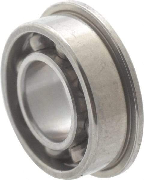 Value Collection - 0.055" Bore Diam, 3/16" OD, Open Miniature Radial Ball Bearing - 5/64" Wide, With Flange, 1 Row, Round Bore, 16 Lb Static Capacity, 52 Lb Dynamic Capacity - Makers Industrial Supply