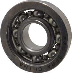Value Collection - 1/4" Bore Diam, 5/8" OD, Open Miniature Radial Ball Bearing - 0.196" Wide, With Flange, 1 Row, Round Bore, 128 Lb Static Capacity, 335 Lb Dynamic Capacity - Makers Industrial Supply