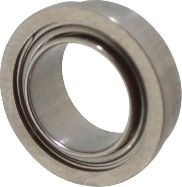 Value Collection - 1/4" Bore Diam, 3/8" OD, Double Shield Miniature Radial Ball Bearing - 1/8" Wide, With Flange, 1 Row, Round Bore, 33 Lb Static Capacity, 84 Lb Dynamic Capacity - Makers Industrial Supply