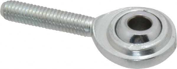 Made in USA - 3/16" ID, 5/8" Max OD, 1,210 Lb Max Static Cap, Plain Male Spherical Rod End - 10-32 RH, Steel with Steel Raceway - Makers Industrial Supply