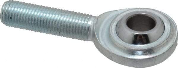 Made in USA - 3/8" ID, 1" Max OD, 5,100 Lb Max Static Cap, Plain Male Spherical Rod End - 3/8-24 RH, Steel with Steel Raceway - Makers Industrial Supply