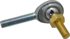 Made in USA - 1/4" ID, 3/4" Max OD, 2,225 Lb Max Static Cap, Male Spherical Rod End with Stud - 1/4-28 RH, Steel with Steel Raceway - Makers Industrial Supply