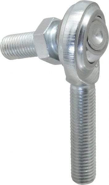 Made in USA - 5/16" ID, 7/8" Max OD, 3,600 Lb Max Static Cap, Male Spherical Rod End with Stud - 5/16-24 RH, Steel with Steel Raceway - Makers Industrial Supply