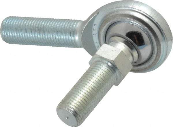 Made in USA - 1/2" ID, 1-5/16" Max OD, 8,386 Lb Max Static Cap, Male Spherical Rod End with Stud - 1/2-20 RH, Steel with Steel Raceway - Makers Industrial Supply