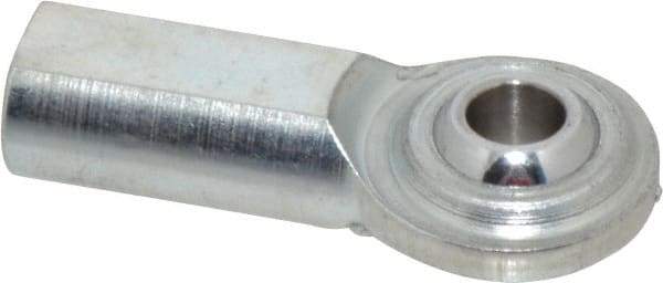 Made in USA - 1/4" ID, 3/4" Max OD, 2,225 Lb Max Static Cap, Plain Female Spherical Rod End - 1/4-28 RH, Steel with Steel Raceway - Makers Industrial Supply