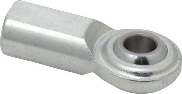 Made in USA - 3/8" ID, 1" Max OD, 5,100 Lb Max Static Cap, Plain Female Spherical Rod End - 3/8-24 RH, Steel with Steel Raceway - Makers Industrial Supply