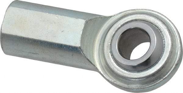 Made in USA - 1/2" ID, 1-5/16" Max OD, 8,386 Lb Max Static Cap, Plain Female Spherical Rod End - 1/2-20 RH, Steel with Steel Raceway - Makers Industrial Supply