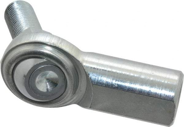 Made in USA - 7/16" ID, 1-1/8" Max OD, 6,402 Lb Max Static Cap, Female Spherical Rod End with Stud - 7/16-20 RH, Steel with Steel Raceway - Makers Industrial Supply