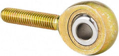 Made in USA - 7/16" ID, 1-1/8" Max OD, 4,244 Lb Max Static Cap, Male Spherical Rod End with Stud - 7/16-20 RH, Steel with Bronze Raceway - Makers Industrial Supply