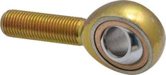 Made in USA - 7/16" ID, 1-1/8" Max OD, 4,244 Lb Max Static Cap, Plain Male Spherical Rod End - 7/16-20 RH, Steel with Bronze Raceway - Makers Industrial Supply