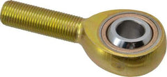 Made in USA - 1/2" ID, 1-5/16" Max OD, 6,700 Lb Max Static Cap, Plain Male Spherical Rod End - 1/2-20 RH, Steel with Bronze Raceway - Makers Industrial Supply