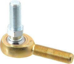 Made in USA - 3/8" ID, 1" Max OD, 4,012 Lb Max Static Cap, Male Spherical Rod End with Stud - 3/8-24 RH, Steel with Bronze Raceway - Makers Industrial Supply