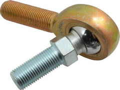 Made in USA - 1/2" ID, 1-5/16" Max OD, 6,700 Lb Max Static Cap, Male Spherical Rod End with Stud - 1/2-20 RH, Steel with Bronze Raceway - Makers Industrial Supply