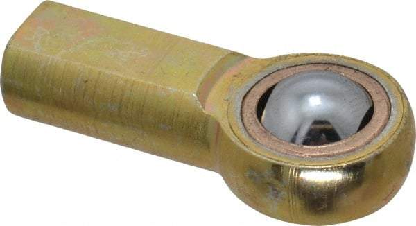 Made in USA - 3/16" ID, 5/8" Max OD, 1,624 Lb Max Static Cap, Plain Female Spherical Rod End - 10-32 RH, Steel with Bronze Raceway - Makers Industrial Supply