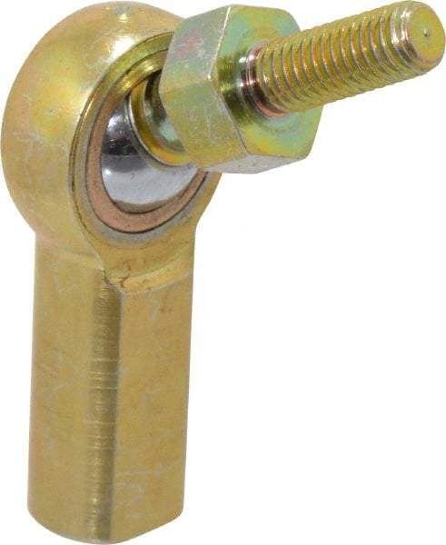 Made in USA - 3/16" ID, 5/8" Max OD, 1,624 Lb Max Static Cap, Female Spherical Rod End with Stud - 10-32 RH, Steel with Bronze Raceway - Makers Industrial Supply