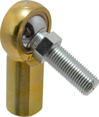 Made in USA - 7/16" ID, 1-1/8" Max OD, 4,300 Lb Max Static Cap, Female Spherical Rod End with Stud - 7/16-20 RH, Steel with Bronze Raceway - Makers Industrial Supply