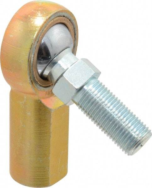 Made in USA - 1/2" ID, 1-5/16" Max OD, 6,700 Lb Max Static Cap, Female Spherical Rod End with Stud - 1/2-20 RH, Steel with Bronze Raceway - Makers Industrial Supply