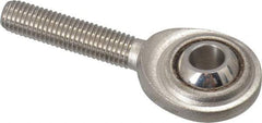 Made in USA - 1/4" ID, 3/4" Max OD, 1,370 Lb Max Static Cap, Plain Male Spherical Rod End - 1/4-28 RH, Stainless Steel with Stainless Steel Raceway - Makers Industrial Supply