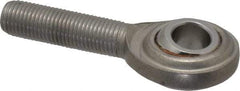 Made in USA - 3/8" ID, 1" Max OD, 3,040 Lb Max Static Cap, Plain Male Spherical Rod End - 3/8-24 RH, Stainless Steel with Stainless Steel Raceway - Makers Industrial Supply
