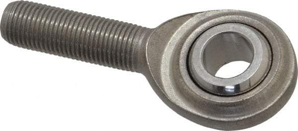 Made in USA - 1/2" ID, 1-5/16" Max OD, 4,700 Lb Max Static Cap, Plain Male Spherical Rod End - 1/2-20 RH, Stainless Steel with Stainless Steel Raceway - Makers Industrial Supply