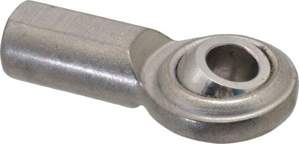 Made in USA - 5/16" ID, 7/8" Max OD, 2,100 Lb Max Static Cap, Plain Female Spherical Rod End - 5/16-24 RH, Stainless Steel with Stainless Steel Raceway - Makers Industrial Supply