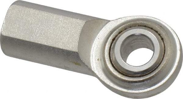 Made in USA - 3/8" ID, 1" Max OD, 3,080 Lb Max Static Cap, Plain Female Spherical Rod End - 3/8-24 RH, Stainless Steel with Stainless Steel Raceway - Makers Industrial Supply