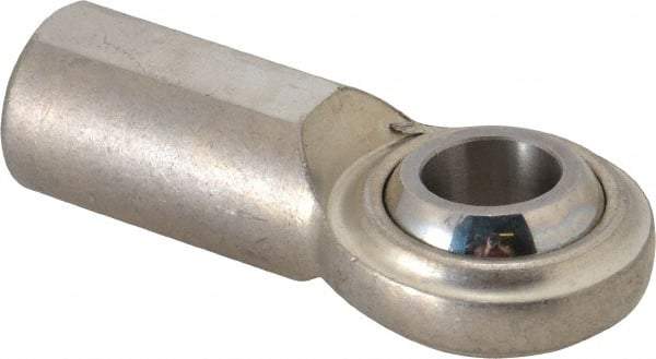 Made in USA - 3/4" ID, 1-3/4" Max OD, 7,520 Lb Max Static Cap, Plain Female Spherical Rod End - 3/4-16 RH, Stainless Steel with Stainless Steel Raceway - Makers Industrial Supply