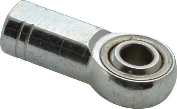 Made in USA - 3/8" ID, 1" Max OD, 9,550 Lb Max Static Cap, Plain Female Spherical Rod End - 3/8-24 RH, Alloy Steel with Steel Raceway - Makers Industrial Supply