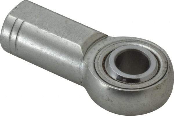 Made in USA - 1/2" ID, 1-5/16" Max OD, 15,340 Lb Max Static Cap, Plain Female Spherical Rod End - 1/2-20 RH, Alloy Steel with Steel Raceway - Makers Industrial Supply