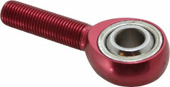 Made in USA - 3/8" ID, 1" Max OD, 4,208 Lb Max Static Cap, Plain Male Spherical Rod End - 3/8-24 RH, Alloy Steel with Steel Raceway - Makers Industrial Supply