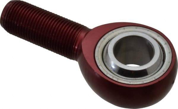 Made in USA - 3/4" ID, 1-3/4" Max OD, 13,319 Lb Max Static Cap, Plain Male Spherical Rod End - 3/4-16 RH, Alloy Steel with Steel Raceway - Makers Industrial Supply