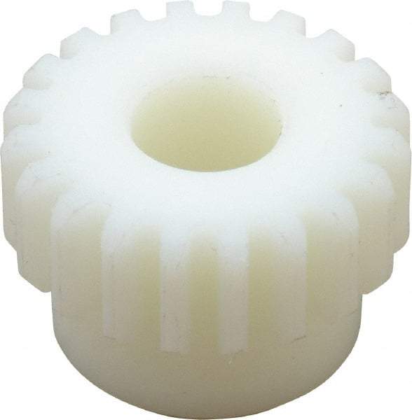 Poly Hi Solidur - 16 Pitch, 1-1/4" Pitch Diam, 20 Tooth Spur Gear - 1/2" Face Width, 1/2" Bore Diam, 1-1/16" Hub Diam, Nylon - Makers Industrial Supply