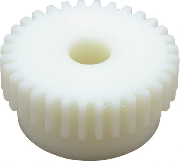 Poly Hi Solidur - 16 Pitch, 2" Pitch Diam, 32 Tooth Spur Gear - 1/2" Face Width, 1/2" Bore Diam, 1-3/4" Hub Diam, Nylon - Makers Industrial Supply