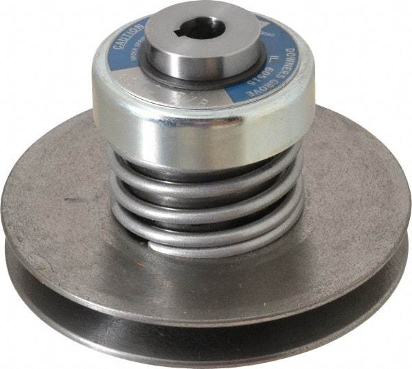 Lovejoy - 2.69" Min Pitch, 4.13" Long, 5.65" Max Diam, Spring Loaded Variable Speed Pulley - 6" Outside Diam, 5/8" Inside Diam, 1 Hp at 1750 RPM, 3/4 Hp at 1150 RPM - Makers Industrial Supply