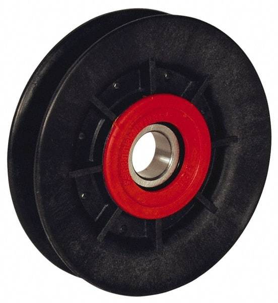 Fenner Drives - 17 Inside x 6.03" Outside Diam, 1/2" Wide Pulley Slot, Glass Reinforced Nylon Idler Pulley - 4L/A Belt Section, For Use with V-Belts - Makers Industrial Supply