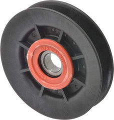 Fenner Drives - 17 Inside x 4" Outside Diam, 0.64" Wide Pulley Slot, Glass Reinforced Nylon Idler Pulley - 5L/B Belt Section, For Use with V-Belts - Makers Industrial Supply