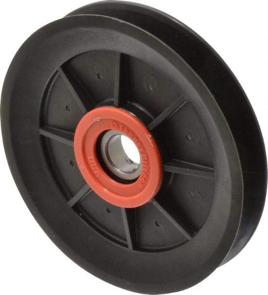 Fenner Drives - 17 Inside x 5.04" Outside Diam, 0.65" Wide Pulley Slot, Glass Reinforced Nylon Idler Pulley - 5L/B Belt Section, For Use with V-Belts - Makers Industrial Supply