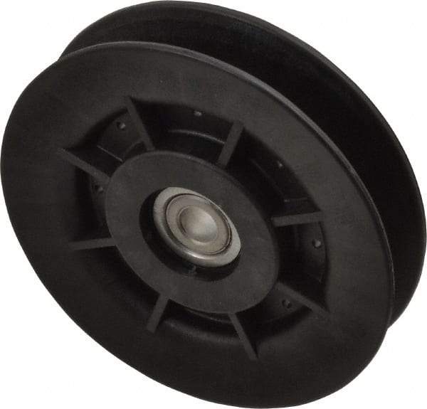 Fenner Drives - 3/8 Inside x 4" Outside Diam, 0.64" Wide Pulley Slot, Glass Reinforced Nylon Idler Pulley - 5L/B Belt Section, For Use with V-Belts - Makers Industrial Supply