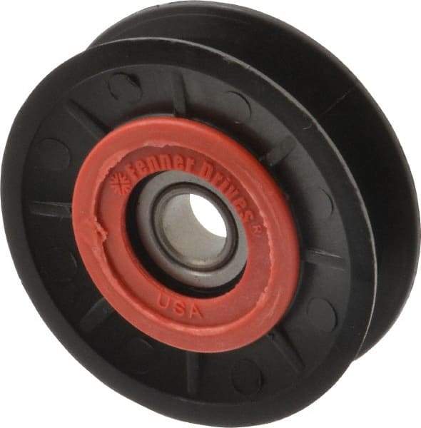 Fenner Drives - 1/2 Inside x 3.1" Outside Diam, 0.63" Wide Pulley Slot, Glass Reinforced Nylon Idler Pulley - 5L/B Belt Section, For Use with V-Belts - Makers Industrial Supply