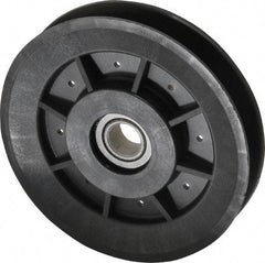 Fenner Drives - 1/2 Inside x 3.98" Outside Diam, 1/2" Wide Pulley Slot, Glass Reinforced Nylon Idler Pulley - 4L/A Belt Section, For Use with V-Belts - Makers Industrial Supply