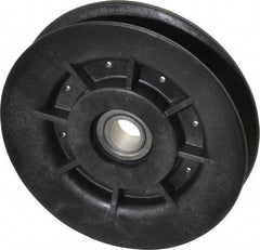 Fenner Drives - 1/2 Inside x 4" Outside Diam, 0.64" Wide Pulley Slot, Glass Reinforced Nylon Idler Pulley - 5L/B Belt Section, For Use with V-Belts - Makers Industrial Supply