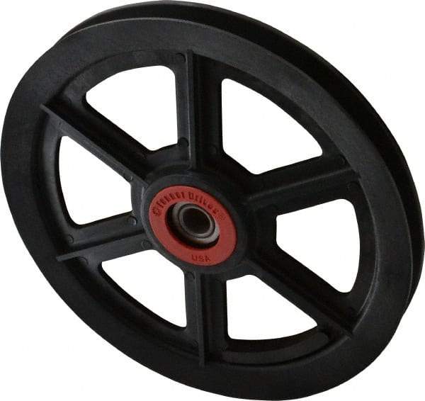 Fenner Drives - 1/2 Inside x 7-1/2" Outside Diam, 0.54" Wide Pulley Slot, Glass Reinforced Nylon Idler Pulley - 4L/A Belt Section, For Use with V-Belts - Makers Industrial Supply