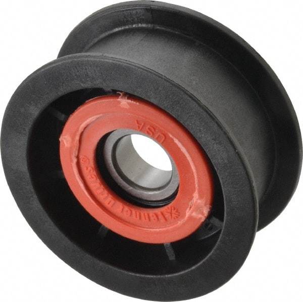 Fenner Drives - 17 Inside x 3" Outside Diam, 1.02" Wide Pulley Slot, Glass Reinforced Nylon Idler Pulley - For Use with Flat Belts, 7/8" Wide - Makers Industrial Supply