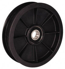 Fenner Drives - 1/2 Inside x 3-1/2" Outside Diam, 0.44" Wide Pulley Slot, Glass Reinforced Nylon Idler Pulley - 3/8" Belt Size Diam, For Use with Round Belts - Makers Industrial Supply