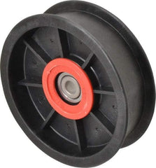 Fenner Drives - 3/8 Inside x 4-1/2" Outside Diam, 1.09" Wide Pulley Slot, Glass Reinforced Nylon Idler Pulley - For Use with Flat Belts, 29/32" Wide - Makers Industrial Supply