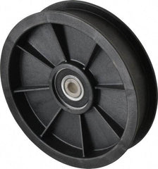 Fenner Drives - 3/8 Inside x 5.56" Outside Diam, 1.02" Wide Pulley Slot, Glass Reinforced Nylon Idler Pulley - For Use with Flat Belts, 7/8" Wide - Makers Industrial Supply