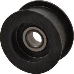 Fenner Drives - 1/2 Inside x 2.35" Outside Diam, 0.98" Wide Pulley Slot, Glass Reinforced Nylon Idler Pulley - For Use with Flat Belts, 7/8" Wide - Makers Industrial Supply