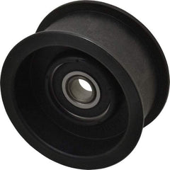 Fenner Drives - 1/2 Inside x 3.38" Outside Diam, 1.38" Wide Pulley Slot, Glass Reinforced Nylon Idler Pulley - For Use with Flat Belts, 1-1/8" Wide - Makers Industrial Supply