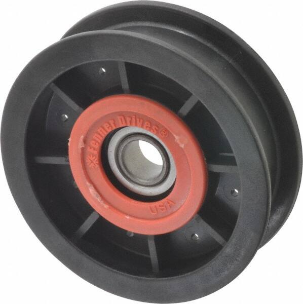 Fenner Drives - 1/2 Inside x 3-1/2" Outside Diam, 0.77" Wide Pulley Slot, Glass Reinforced Nylon Idler Pulley - For Use with Flat Belts, 5/8" Wide - Makers Industrial Supply